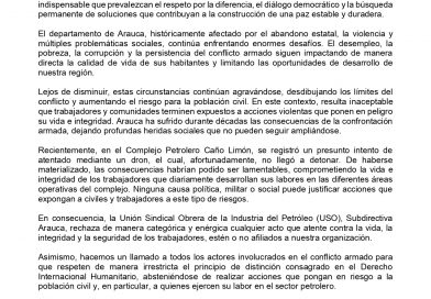  COMUNICADO A LA OPINIÓN PÚBLICA